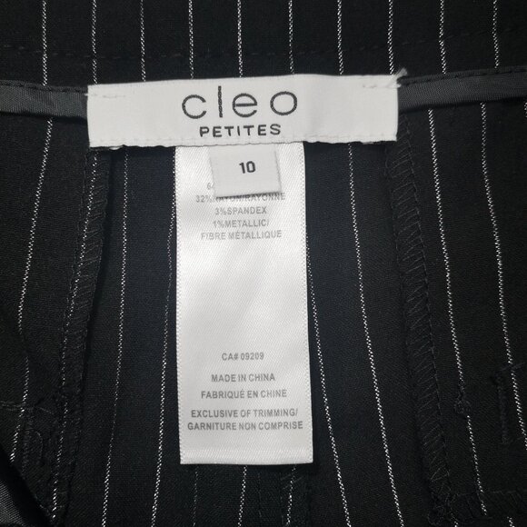 NWT Cleo Petite Ladies Size 10P Black w/ Silver Stripes Wide Leg Pants - Picture 3 of 13